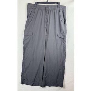 StretchTech Pants Mens XL Gray Quick Dry Wide Leg Cargo Elastic Waist Drawstring